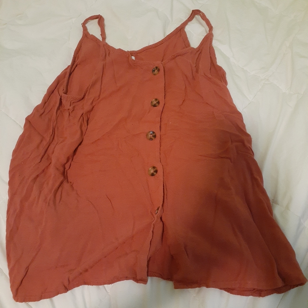 Burnt Red Button-Down Flowy Tanktop